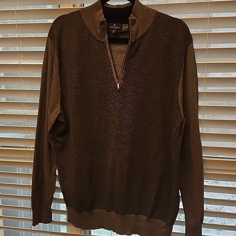 Brooks Brothers Cotton Cashmere 1/4 Zip Sweater Gray Xlarge